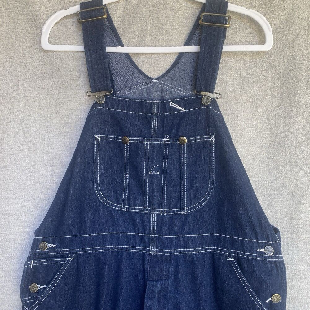 Vtg ROEBUCKS Denim Jean Bib Overalls Size 40x30 Carpenter Coverall Dark Workwear